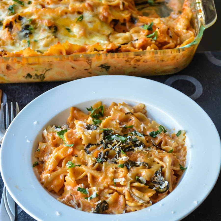 Baked Pasta in creamy spinach Rose sauce - Relish The Bite